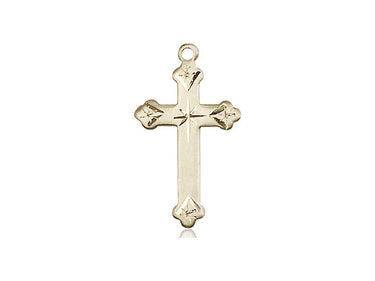 14kt solid gold medium cross pendant 7/8 inch by 1/2 inch handcrafted by Bliss Manufacturing