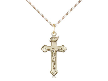 Medium 14kt Gold Filled Catholic Crucifix Necklace 0.875 x 0.5 inches with 18 inch chain by Bliss Manufacturing