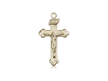 14kt Solid Gold Medium Catholic Crucifix Pendant 7/8 x 1/2 by Bliss Manufacturing USA
