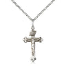Medium Sterling Silver Catholic Crucifix Necklace 0.875 x 0.5 inches with 18 inch chain by Bliss Manufacturing