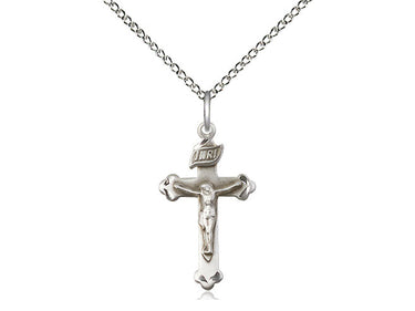 Medium Sterling Silver Catholic Crucifix Necklace 0.875 x 0.5 inches with 18 inch chain by Bliss Manufacturing