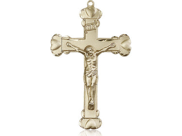 14kt Solid Gold Large Catholic Crucifix Pendant 1 3/4 x 1 1/8 inches handcrafted by Bliss Manufacturing