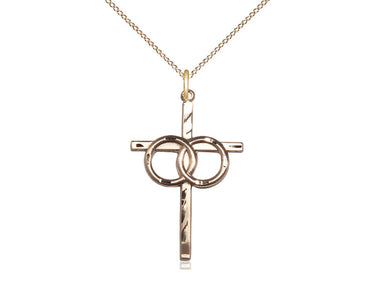 14kt Gold Filled Wedding Rings Cross Necklace 1 1/8 x 3/4 inches on 18 inch chain by Bliss