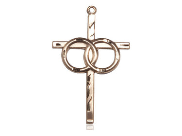 14kt Solid Gold Wedding Rings Cross Pendant 1 1/8 x 3/4 inches handcrafted by Bliss