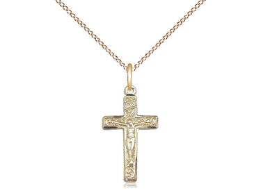 14kt Gold Filled Medium Catholic Crucifix Necklace 3/4 x 3/8 inches with 18 inch chain by Bliss