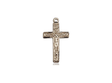 14kt Solid Gold Medium Catholic Crucifix Pendant 3/4 x 3/8 inches handcrafted by Bliss Manufacturing