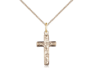 14kt Gold Filled Large Cross Necklace 1.5 x 0.875 inch pendant on 18 inch curb chain by Bliss
