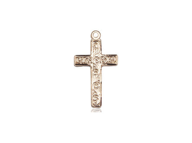 14kt Solid Gold Large Cross Pendant 1.5 x 0.875 inch handcrafted in USA by Bliss Manufacturing
