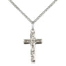 Large Sterling Silver Catholic Cross Necklace 1 1/2 X 7/8 inch pendant on 18 inch chain handcrafted by Bliss Manufacturing USA