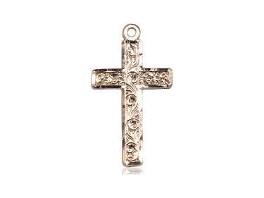 Large 14kt Solid Gold Catholic Cross Pendant 1 3/8 X 3/4 inch handcrafted in USA by Bliss Manufacturing