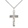 Large Sterling Silver Catholic Cross Necklace 1 3/8 X 3/4 inch pendant on 18 inch chain handcrafted by Bliss Manufacturing USA