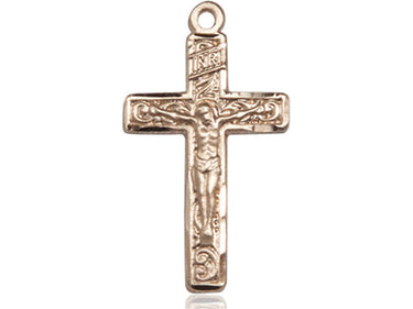 14kt Solid Gold Large Catholic Crucifix Pendant 1-1/4x5/8 inch handcrafted by Bliss Manufacturing USA
