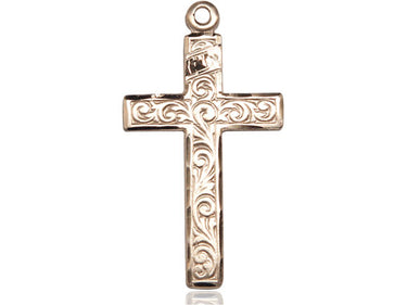 Large 14kt Solid Gold Cross Pendant 1 1/4 X 5/8 Handcrafted by Bliss Manufacturing USA