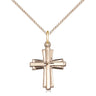 Gold Filled Catholic cross necklace with 0.75 inch pendant on 18 inch curb chain, made in USA by Bliss
