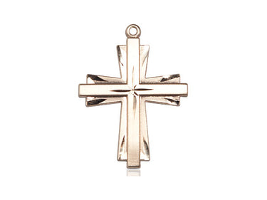 14kt solid gold cross pendant 1 inch by 3/4 inch medium size handcrafted by Bliss Manufacturing USA