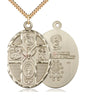 Extra large 14kt gold filled Five-Way Holy Spirit medal necklace 1 7/8 x 1 1/4 inch with 24 inch chain by Bliss