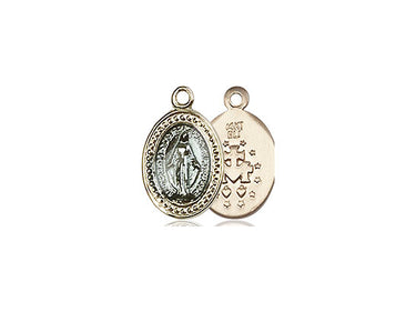 14kt Solid Gold Small Miraculous Medal Pendant 1/2 x 1/4 inches handcrafted by Bliss