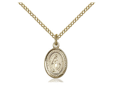 Small 14kt gold filled Miraculous Medal necklace with 18 inch chain by Bliss Manufacturing