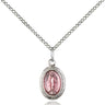 Small Sterling Silver Miraculous Medal Necklace 1/2 x 3/8 inches with 18 inch chain handcrafted by Bliss Manufacturing USA