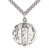 Sterling Silver St. Jude Thaddeus patron saint medal necklace 7/8 x 3/4 inches with 24 inch chain handcrafted by Bliss Manufacturing USA