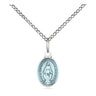 Small Sterling Silver Enameled Miraculous Medal Necklace 1/2x1/4 Blue Enamel 18 Inch Chain Bliss