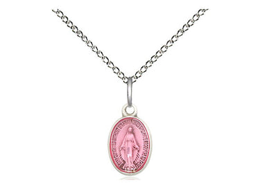 Small Sterling Silver Purple Enameled Miraculous Medal Necklace 1/2x1/4 18 Inch Chain Bliss USA