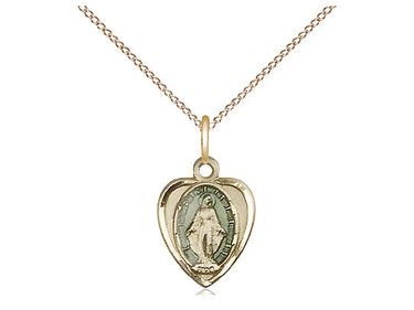 Small 14kt Gold Filled Enameled Miraculous Medal Necklace 1/2x3/8 Blue Enamel 18 Inch Chain Bliss