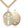 Gold Filled EMT Cross Necklace with Star of Life symbol, 1 1/8 x 3/4 pendant on 24 inch chain, handcrafted by Bliss