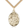 14kt Gold Filled Guardian Angel pendant necklace with 24 inch curb chain handcrafted by Bliss USA
