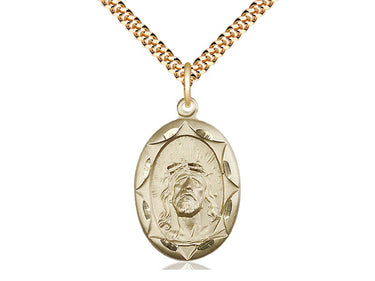 14kt Gold Filled Ecce Homo pendant necklace with 24 inch curb chain handcrafted by Bliss USA