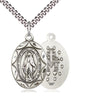 Sterling Silver Miraculous Medal Necklace 1 x 5/8 inches on 24 inch chain by Bliss