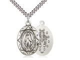 Sterling Silver Miraculous Medal Necklace 1 x 5/8 inches on 24 inch chain by Bliss