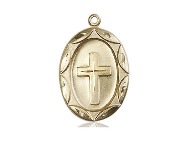 14kt Solid Gold Medium Catholic Cross Pendant 1 inch by 5/8 inch handcrafted by Bliss Manufacturing USA