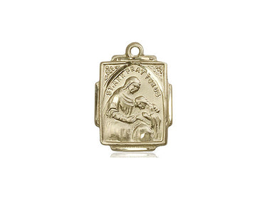 14kt Solid Gold Small St. Ann Patron Saint Medal Pendant 5/8 x 1/2 inch Handcrafted by Bliss Manufacturing