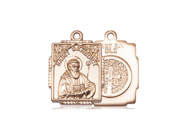 14kt solid gold St. Benedict medal pendant 3/4 inch medium size handcrafted by Bliss Manufacturing USA