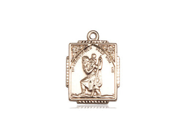 Medium 14kt solid gold St. Christopher patron saint medal pendant, 3/4 x 1/2 inch, handcrafted in USA by Bliss