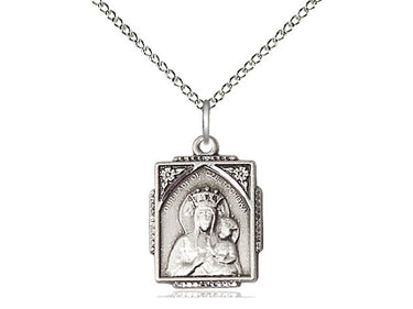 Sterling Silver Our Lady of Czestochowa Medal Necklace 3/4 x 1/2 inch pendant 18 inch chain by Bliss