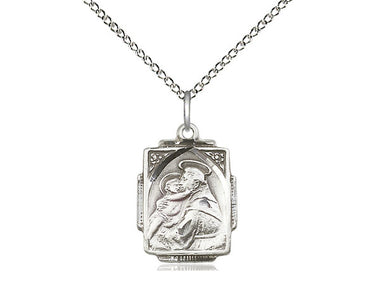 Sterling Silver Medium St. Anthony Patron Saint Medal Necklace 3/4 x 1/2 inch 18 inch Chain by Bliss