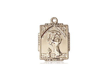 14kt Solid Gold St. Francis of Assisi Patron Saint Medal Pendant, 5/8 x 1/2 inches, handcrafted by Bliss Manufacturing