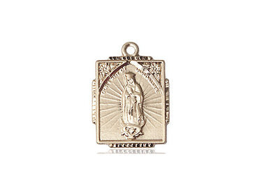 14kt Solid Gold Our Lady of Guadalupe Medal Pendant 5/8 x 1/2 inch by Bliss