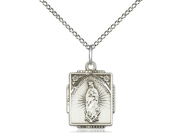 Sterling Silver Our Lady of Guadalupe Medal Necklace 5/8 x 1/2 inch pendant 18 inch chain by Bliss