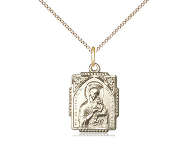 14kt Gold Filled Our Lady of Perpetual Help Medal Necklace 5/8 x 1/2 inch on 18 inch Chain by Bliss