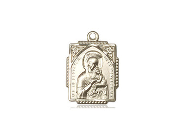 Small 14kt Solid Gold Our Lady of Perpetual Help Medal Pendant 5/8 x 1/2 inch by Bliss Manufacturing