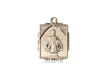 14kt solid gold Infant of Prague medal pendant 3/4 inch by 1/2 inch handcrafted by Bliss Manufacturing USA