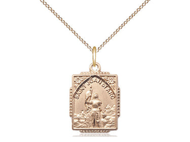 14kt Gold Filled St. Joan of Arc Patron Saint Medal Necklace 5/8 x 1/2 inch with 18 inch Curb Chain by Bliss