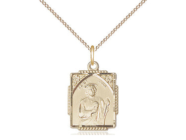 14kt Gold Filled St. Jude Patron Saint Medal Necklace 5/8 x 1/2 inch with 18 inch Curb Chain by Bliss