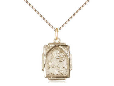 14kt Gold Filled St. Joseph patron saint medal necklace 3/4x1/2 with 18 inch chain by Bliss