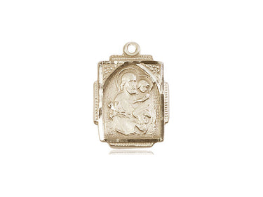 14kt Solid Gold St. Joseph patron saint medal pendant 5/8x1/2 handcrafted by Bliss