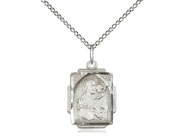 Sterling Silver St. Joseph Patron Saint Medal Necklace 3/4 x 1/2 inch with 18 inch chain by Bliss