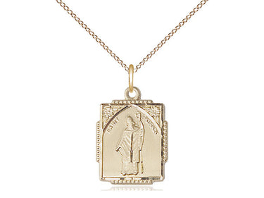 14kt gold filled St. Patrick medal necklace 3/4 inch by 1/2 inch with 18 inch chain by Bliss Manufacturing